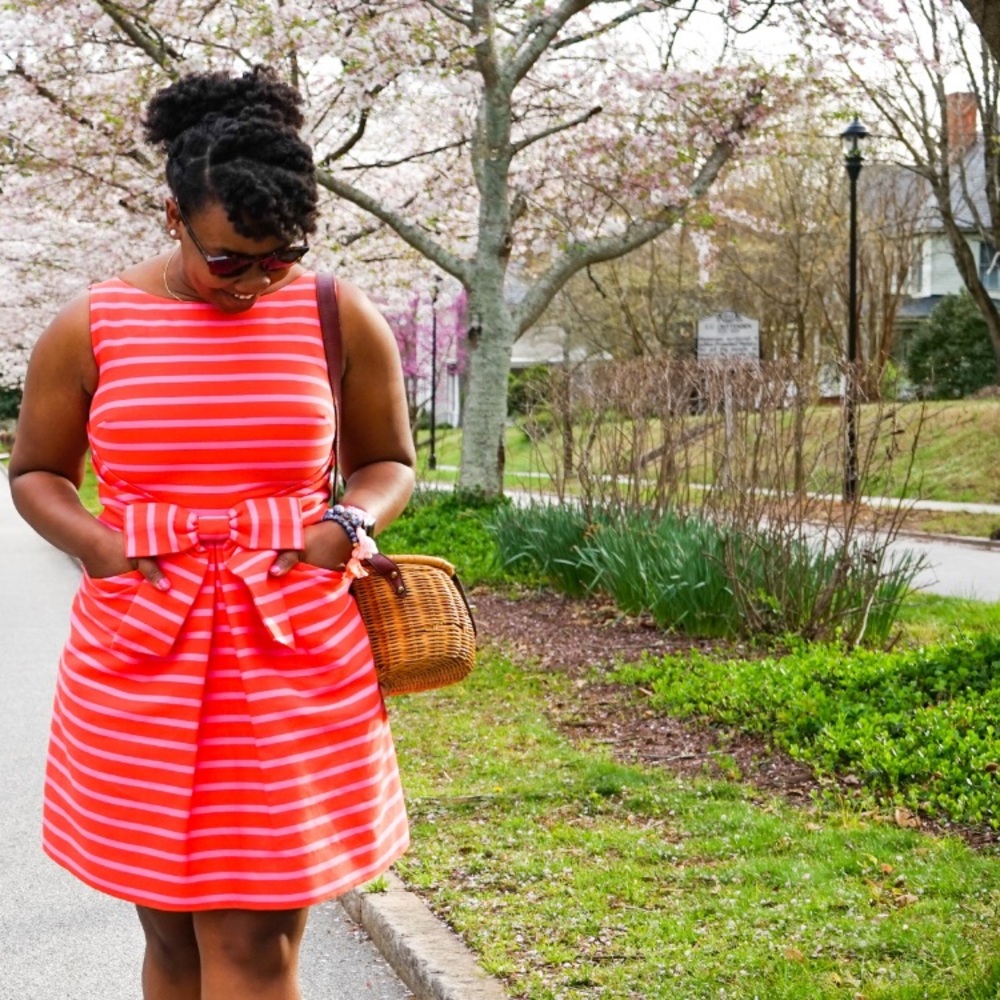 Kate Spade striped pink dress 12